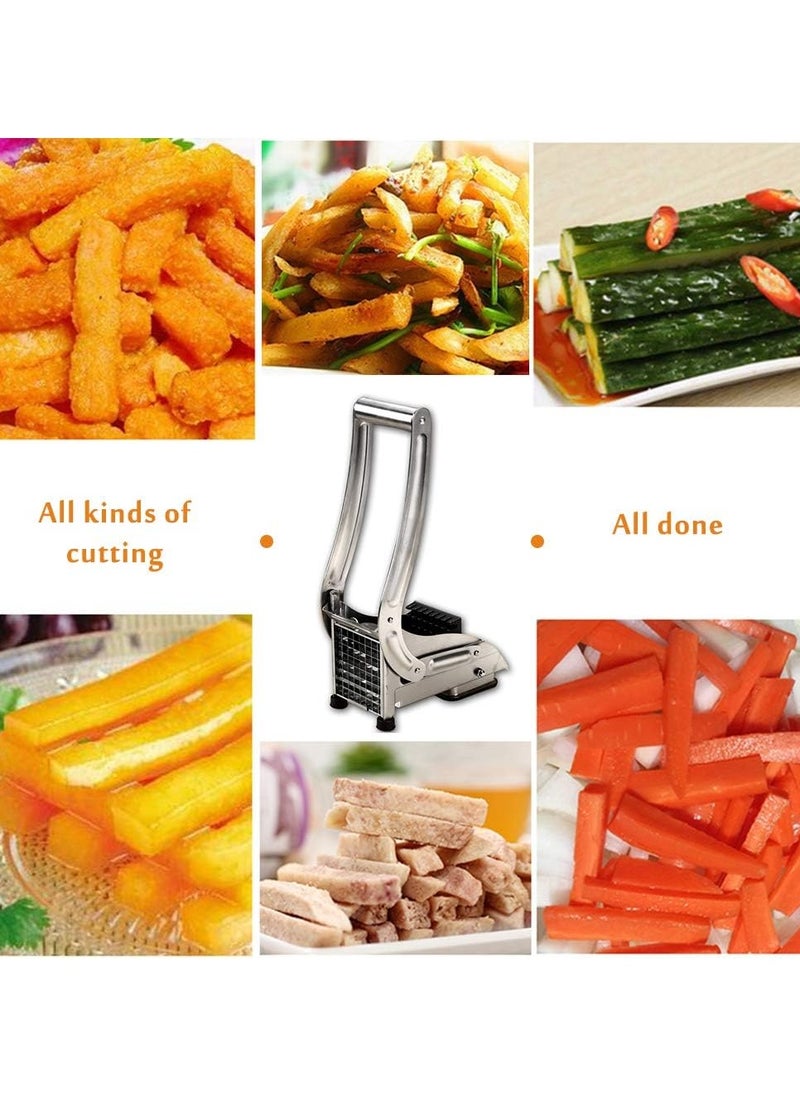 Generic Professional Stainless Steel French Fries Cutter, with 2 Interchangeable Blades, Stainless Steel Manual Vegetable Chopper, Kitchen Onion Slicer Tool Wide Fingers and Thin Fingers Replacement Available High Quality Material Made of high quality stainless steel material, durable and easy to clean; Professional potato cutter, fast, convenient, uniform; All parts are removable and interchangeable, great for home or restaurant.  - Image 2