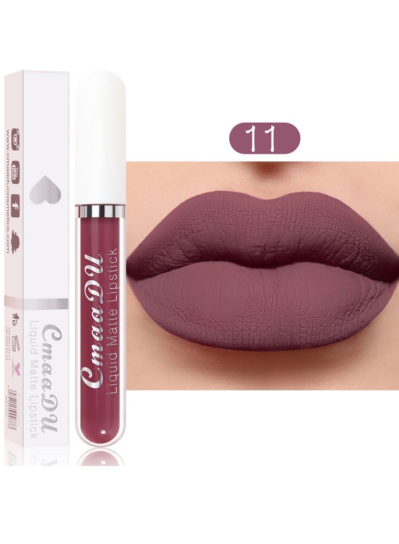 CmaaDu 1 قطعة أحمر شفاه سائل، أحمر شفاه غير قابل للماء، لون غير متلاشي يدوم طويلاً، تركيبة طبيعية مرطبة لأقلام تحديد الشفاه لمناسبات متعددة، (لون أحمر شفاه مطفي_11) - Image 1