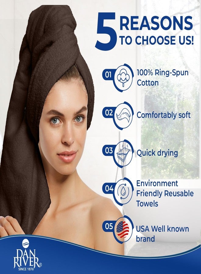 DAN RIVER 8 PC Luxury Bath Towels for Bathroom, 2 Bath, 2 Hand, and 4 Wash Cloths, 600 GSM 100% Ring Spun Cotton Towel Set, Highly Absorbent, Gym, Hotel, and Spa, Brown - Image 5
