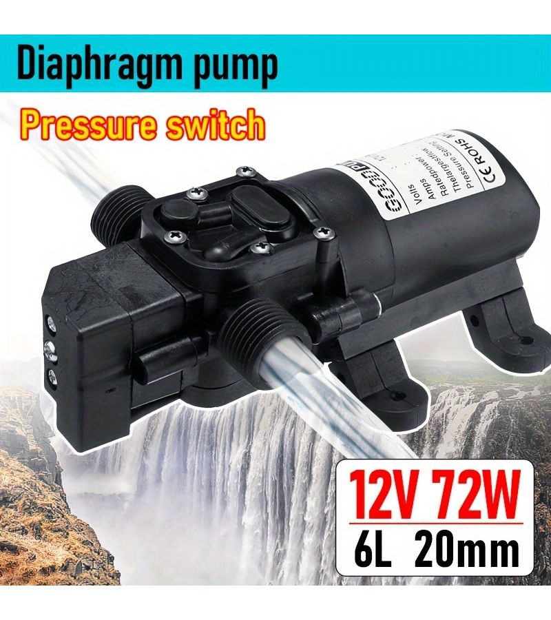 12V 72W 2 Thread High Pressure Car Wash Diaphragm Water Pump 1.59 Gal Per Min 1pc - Image 1