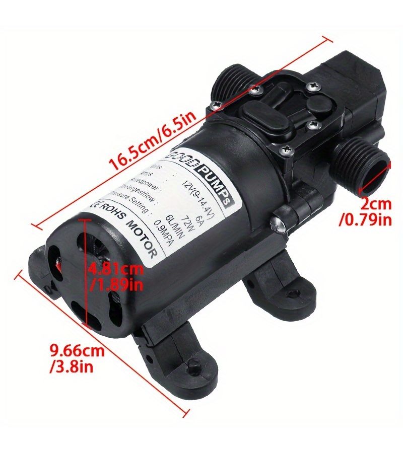 12V 72W 2 Thread High Pressure Car Wash Diaphragm Water Pump 1.59 Gal Per Min 1pc - Image 2