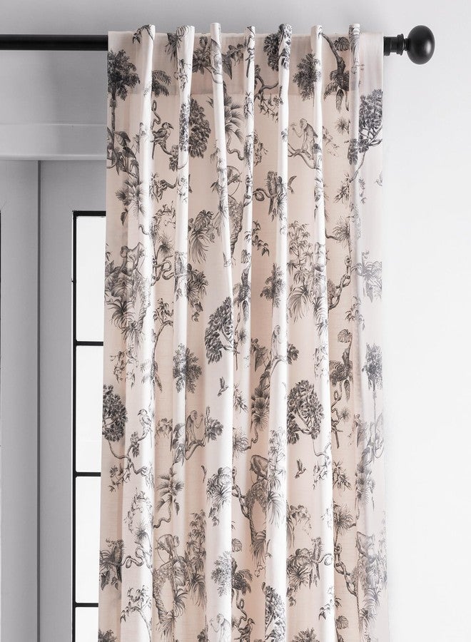 ميزون دي هيرمين ستائر ميزون دي هيرمين لغرفة المعيشة، قطن 100%، طول 84 بوصة، لوحة واحدة، ستائر تويل لتصفية الضوء لنوافذ غرفة النوم مع جيوب للقضيب والحلقة (لون بونوبو الرمادي، 50 بوصة عرض × 84 بوصة طول) - Image 1