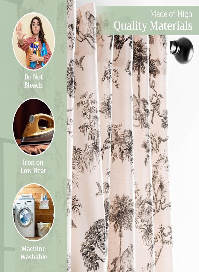 ميزون دي هيرمين ستائر ميزون دي هيرمين لغرفة المعيشة، قطن 100%، طول 84 بوصة، لوحة واحدة، ستائر تويل لتصفية الضوء لنوافذ غرفة النوم مع جيوب للقضيب والحلقة (لون بونوبو الرمادي، 50 بوصة عرض × 84 بوصة طول) - Image 3