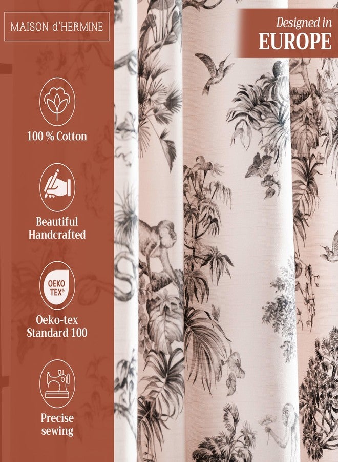 ميزون دي هيرمين ستائر ميزون دي هيرمين لغرفة المعيشة، قطن 100%، طول 84 بوصة، لوحة واحدة، ستائر تويل لتصفية الضوء لنوافذ غرفة النوم مع جيوب للقضيب والحلقة (لون بونوبو الرمادي، 50 بوصة عرض × 84 بوصة طول) - Image 2