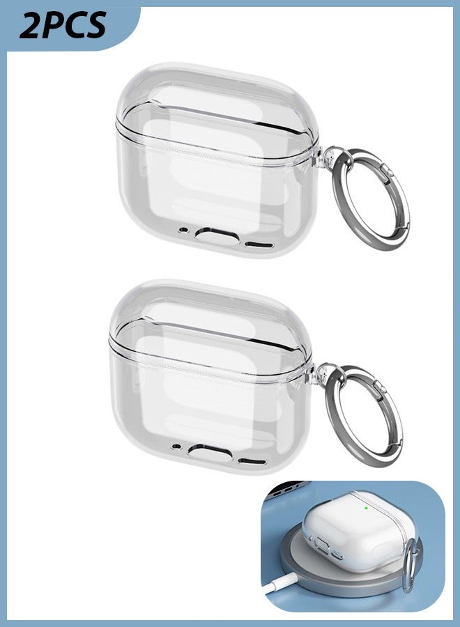 MXN 2 PCS Clear Protect Case, Clear Case for AirPods 4 with Easy Hanging Keychain, Full Protection Earphone Protect Cover Compatible with Apple AirPods 4 - Image 1