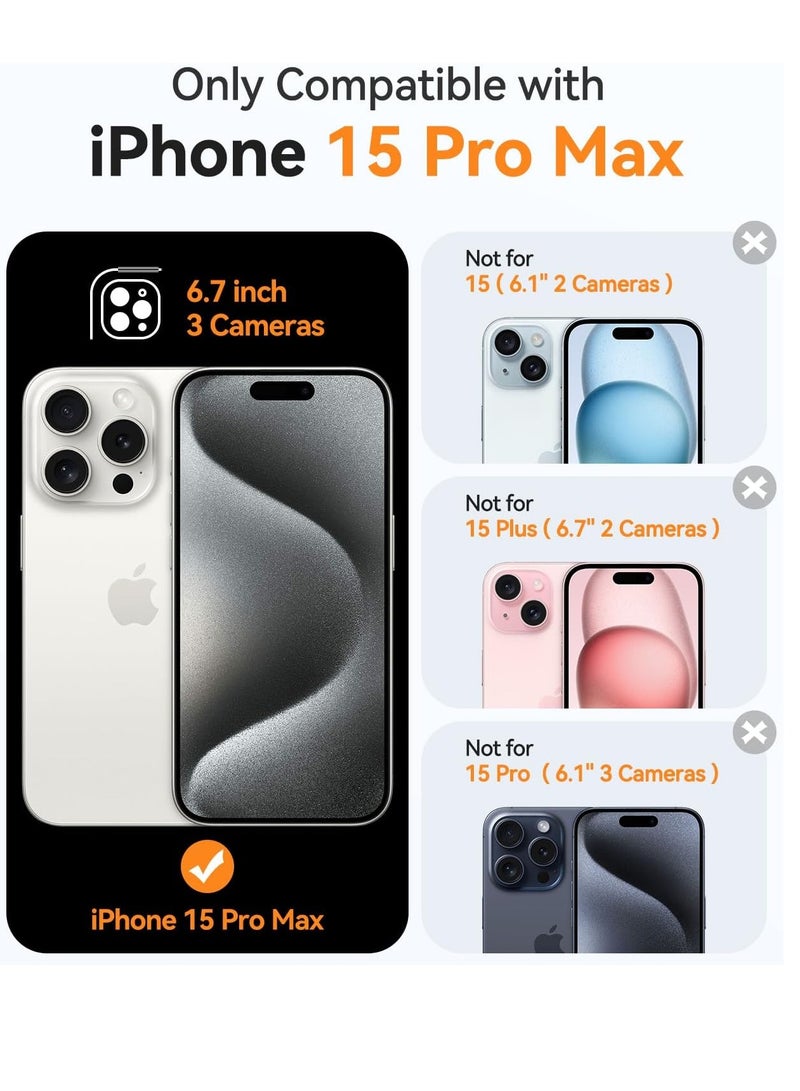 ESCASE Magnetic Cover for iPhone 15 Pro Max 6.7 Inch, MagSafe Compatible, Full Camera Protection, Translucent Matte Slim Protective Shockproof Case,  Black - Image 2