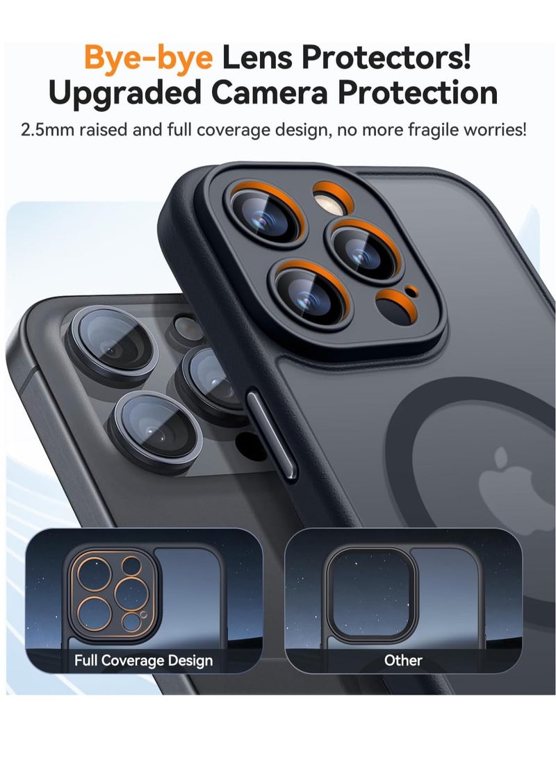 ESCASE Magnetic Cover for iPhone 15 Pro Max 6.7 Inch, MagSafe Compatible, Full Camera Protection, Translucent Matte Slim Protective Shockproof Case,  Black - Image 3