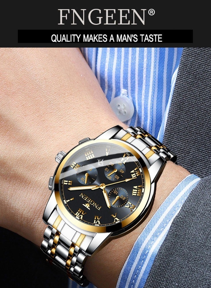 فنجين فجين 4006 الرجال الساعات أعلى العلامة التجارية الفاخرة للماء تاريخ ساعة ذكر حزام الصلب عارضة الكوارتز ووتش الرياضة ووتش اليد الرجال - Image 2