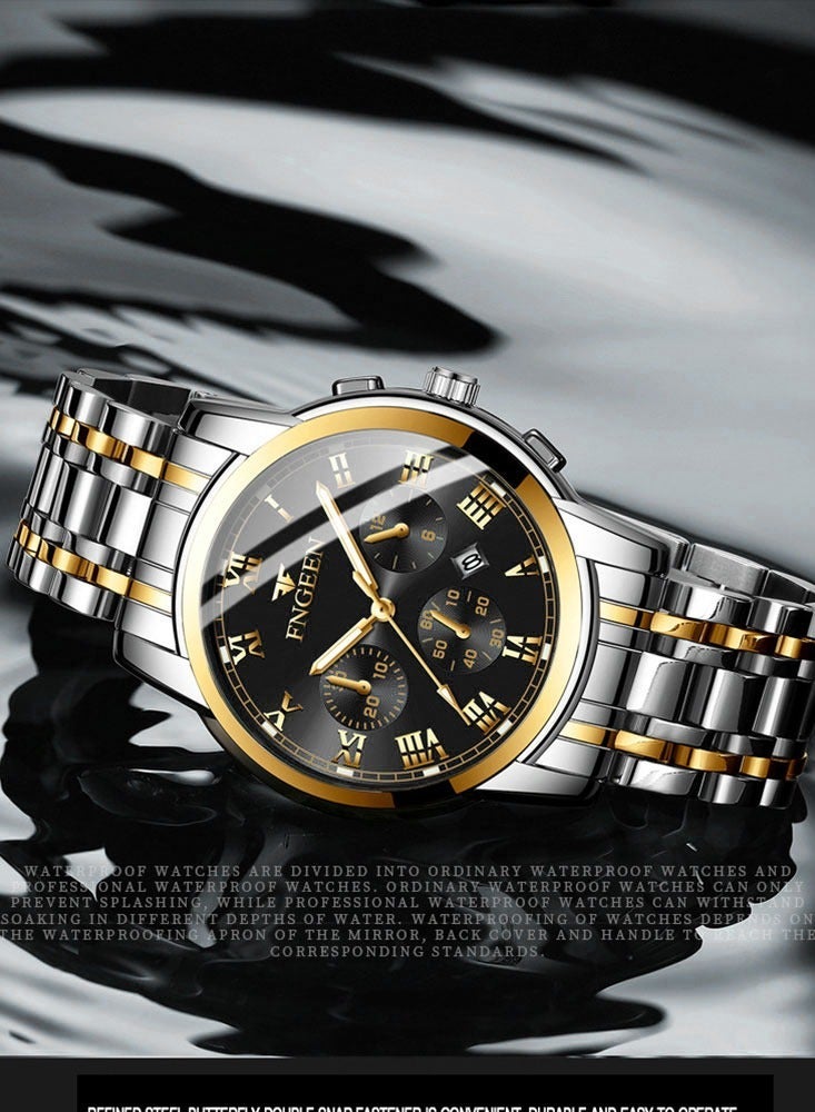 فنجين فجين 4006 الرجال الساعات أعلى العلامة التجارية الفاخرة للماء تاريخ ساعة ذكر حزام الصلب عارضة الكوارتز ووتش الرياضة ووتش اليد الرجال - Image 3