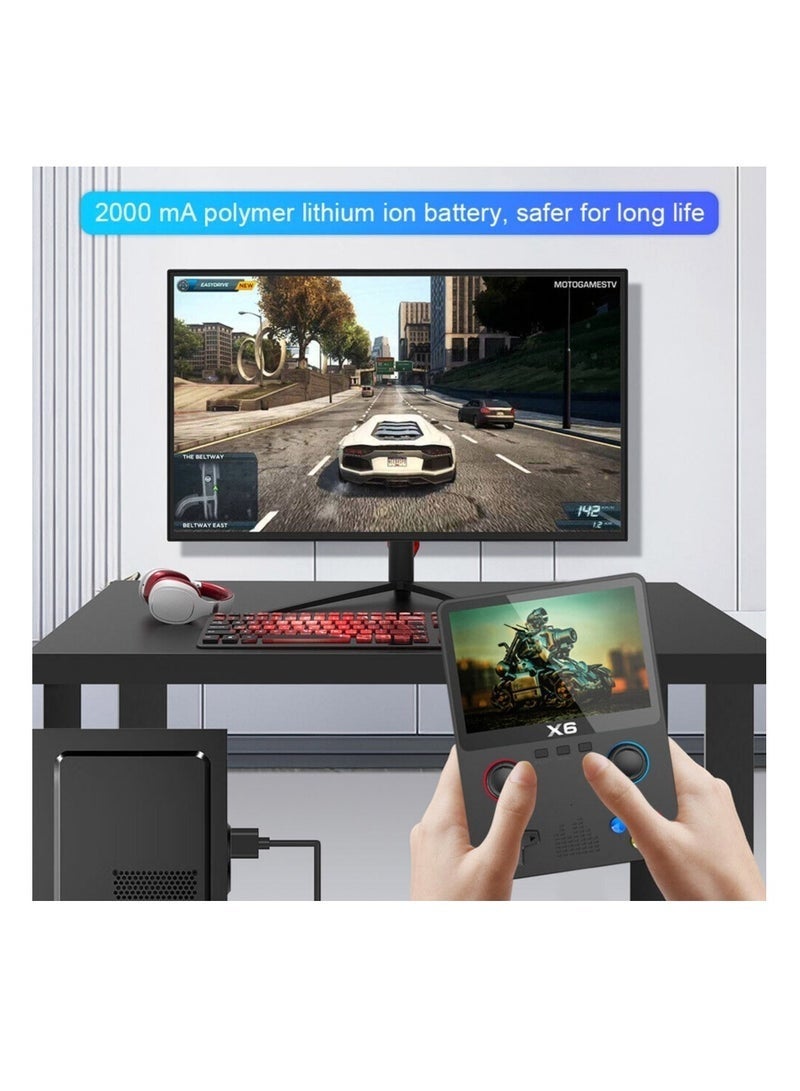 ELTRAZONE X6 Retro Handheld Game Console with 3.5-Inch LCD Screen, Built-In 10000+ Games, Supports 11 Emulators, TV Output via AV Cable, Rechargeable Battery Portable Gaming Console (Black) - Image 3