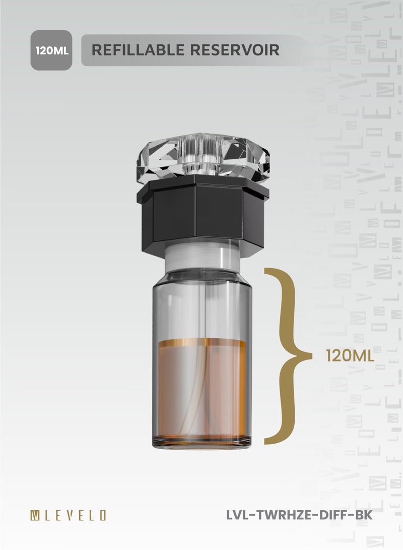 ليفيلو معطر جو داخلي بالموجات فوق الصوتية من تاور هيز مع تحكم ذكي بالتطبيق / خزان قابل لإعادة التعبئة سعة 120 مل /  ناشر عطر منزلي / غطاء من الكريستال / مدة تشغيل تدوم 30 ساعة / تغطية واسعة للرائحة - أسود - Image 4