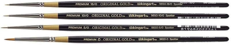 KINGART مجموعة فرش فنانين أصلية من Premium 4 قطع، سلسلة Gold 9650، شعر تاكلون الذهبي الصناعي للرسم بالأكريليك، الزيت، الألوان المائية والغواش، مقبض قصير، 4 أحجام: 18/0، 10/0، 5/0، 0 - Image 2