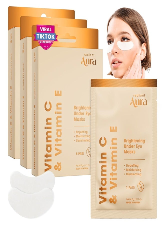 Radiant Aura Vitamin C & Vitamin E Under Eye Patches – Dermatologist Tested, Anti Aging, Korean Skin Care – Hydrates, Firms, Reduces Look Of Fine Lines, Puffiness Reducer – Vegan, Clean – 15 Pairs - Image 1