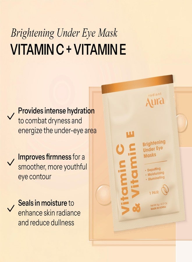 Radiant Aura Vitamin C & Vitamin E Under Eye Patches – Dermatologist Tested, Anti Aging, Korean Skin Care – Hydrates, Firms, Reduces Look Of Fine Lines, Puffiness Reducer – Vegan, Clean – 15 Pairs - Image 2