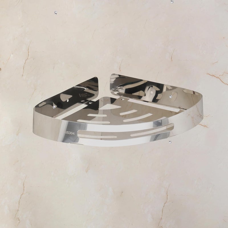 Driven Premium Stainless Steel Bathroom Corner Shelf/Kitchen Shelf/Bathroom Shelf and Rack/Wall Storage Shelf/Bathroom Accessories (Chrome Finish, Pack of 2) - Image 3