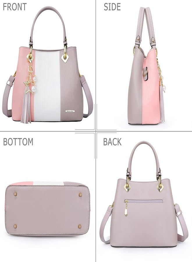 Pomelo Best Purses and Handbags for Women with Multiple Pockets, Leather Top Handle Satchel Fashion Tote Shoulder Bags for Ladies, Spring Pretty Color Combination - Image 5