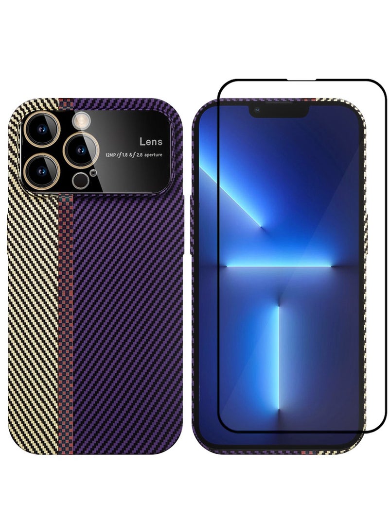 CATANES - 2 Packs Of iPhone 13 Pro Carbon Case Large Window Camera Protection and Screen Protector Unique Design Mixed Amazing Color Aramid Carbon Fiber Phone Case - Image 1