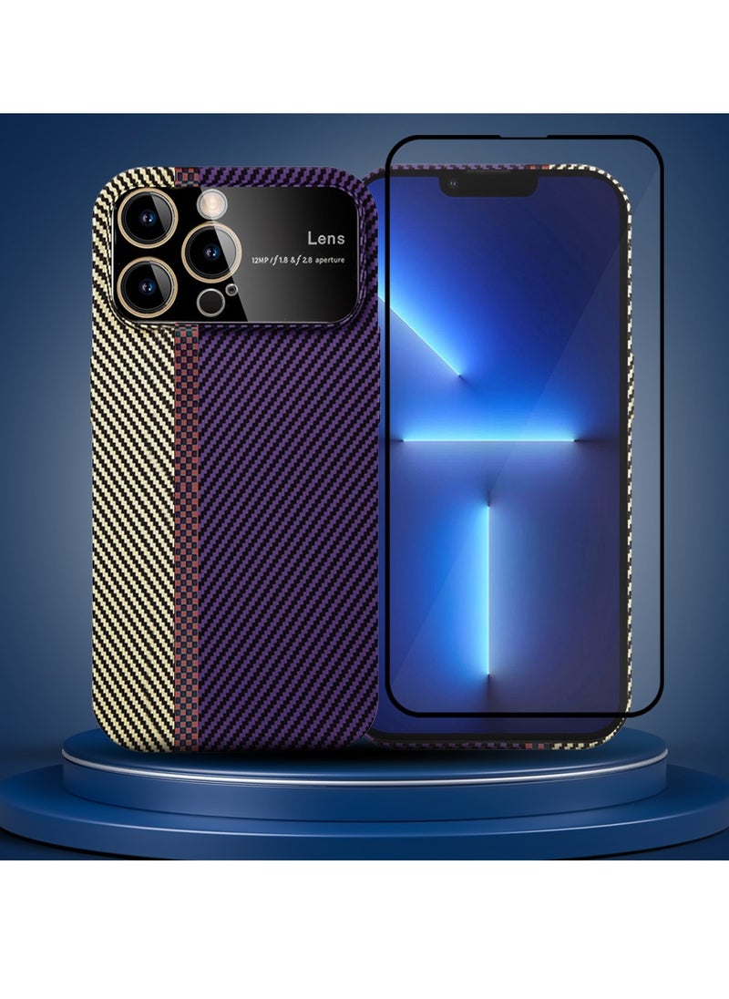 CATANES - 2 Packs Of iPhone 13 Pro Carbon Case Large Window Camera Protection and Screen Protector Unique Design Mixed Amazing Color Aramid Carbon Fiber Phone Case - Image 1