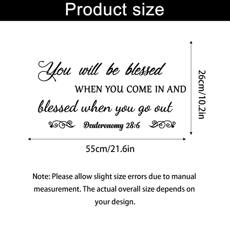 Cuayaes You Will be Blessed When You Come in and Blessed When You go Out - Deuteronomy 28:6 Quote Wall Decal, Living Room Prayer Sticker Quote Bible Religious Scripture Wall Art Sticker - Image 2