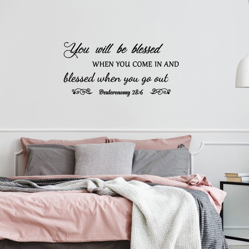 Cuayaes You Will be Blessed When You Come in and Blessed When You go Out - Deuteronomy 28:6 Quote Wall Decal, Living Room Prayer Sticker Quote Bible Religious Scripture Wall Art Sticker - Image 4