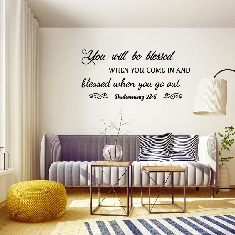 Cuayaes You Will be Blessed When You Come in and Blessed When You go Out - Deuteronomy 28:6 Quote Wall Decal, Living Room Prayer Sticker Quote Bible Religious Scripture Wall Art Sticker - Image 5
