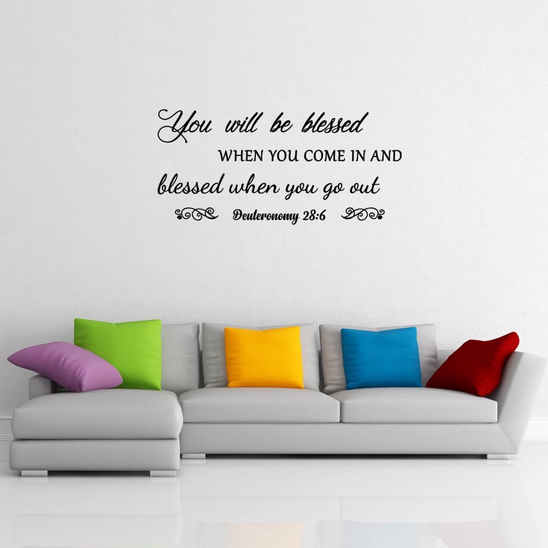 Cuayaes You Will be Blessed When You Come in and Blessed When You go Out - Deuteronomy 28:6 Quote Wall Decal, Living Room Prayer Sticker Quote Bible Religious Scripture Wall Art Sticker - Image 3