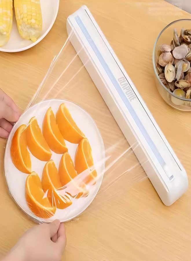 CLAPONE Plastic Wrap Dispenser with Cutter & Aluminum Foil Organizer – Refillable Cling Film and Food Wrap Dispenser with Sharp Sliding Cutter Kitchen Utensil Plastic Wrap and Aluminum Foil Dispenser - Image 1