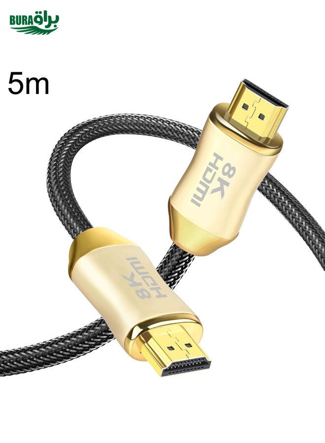 BURAQ CO-HD801 5m HDMI 2.1 Version 8K 60Hz For PS4 Cable Projector Notebook Set-Top Box Cable(Gold)  - Image 1