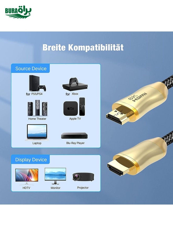 BURAQ CO-HD801 5m HDMI 2.1 Version 8K 60Hz For PS4 Cable Projector Notebook Set-Top Box Cable(Gold)  - Image 4