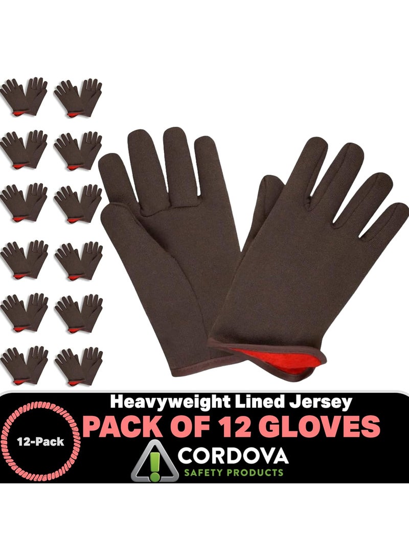 Cordova Cordova 1600 Red Lined Gloves SlipOn Style Brown Jersey Large 12Pack  - Image 4