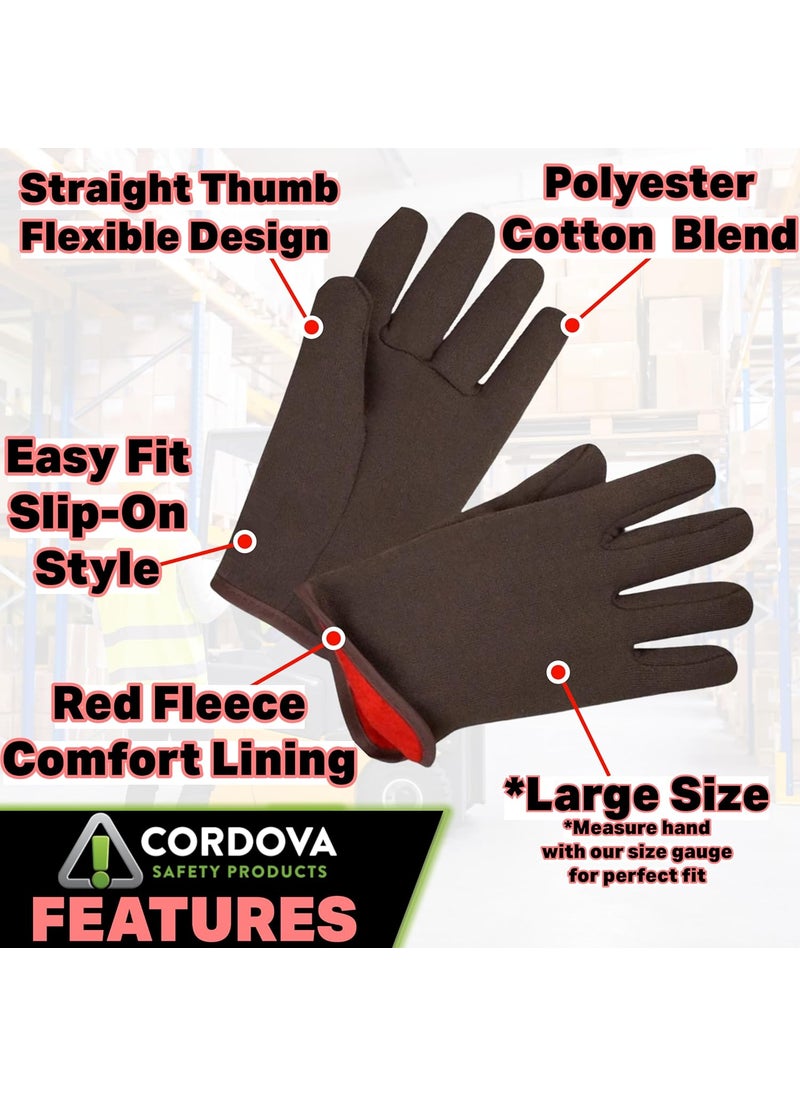 Cordova Cordova 1600 Red Lined Gloves SlipOn Style Brown Jersey Large 12Pack  - Image 2