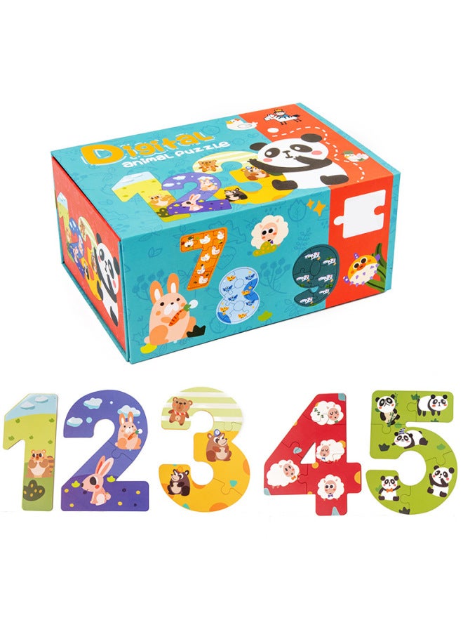 Cartoon Digital Alphabet Folding Box Puzzle Early Childhood Education Puzzle Digital Alphabet Cognitive Assembled Wooden Toys-Color:Folding Box Digital - Image 1