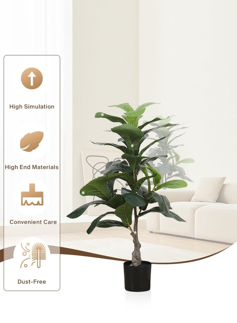 Sinyin Artificial Fiddle Leaf Fig Tree with Thick Trunk and Pot, Realistic Fake Plant for Living Room, Office, Bedroom, Hotel, Indoor Decorative Floor Plant, Modern Home Decor - Image 2