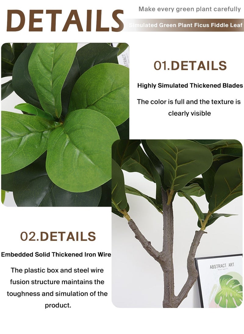 Sinyin Artificial Fiddle Leaf Fig Tree with Thick Trunk and Pot, Realistic Fake Plant for Living Room, Office, Bedroom, Hotel, Indoor Decorative Floor Plant, Modern Home Decor - Image 3