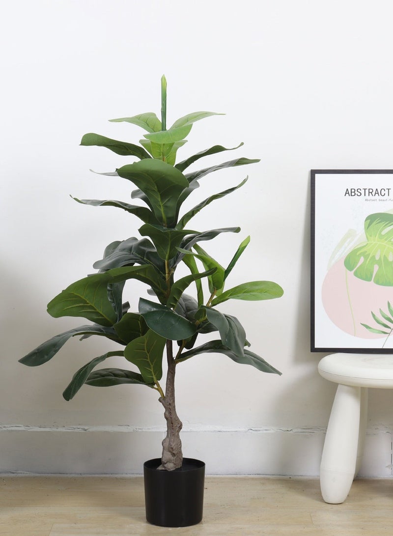 Sinyin Artificial Fiddle Leaf Fig Tree with Thick Trunk and Pot, Realistic Fake Plant for Living Room, Office, Bedroom, Hotel, Indoor Decorative Floor Plant, Modern Home Decor - Image 5