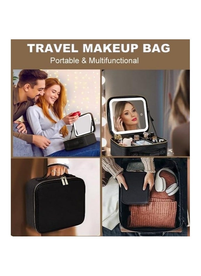 Makeup Bag with Lighted Mirror- Travel Makeup Train Case with Adjustable Divider, Upgraded Cosmetic Train Case with 3 Colors Adjustable - pzsku/Z381B6AB514ADB95E1FD1Z/45/_/1705656448/fc433399-233d-4bfd-b355-215629397858