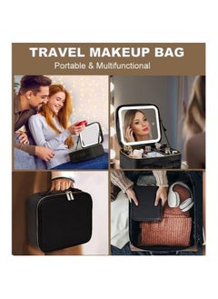HOPHOP Makeup Bag with Lighted Mirror- Travel Makeup Train Case with Adjustable Divider, Upgraded Cosmetic Train Case with 3 Colors Adjustable  - Image 5