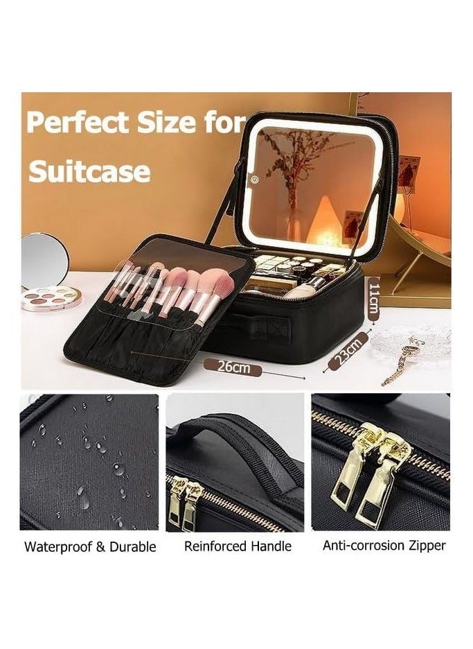 Makeup Bag with Lighted Mirror- Travel Makeup Train Case with Adjustable Divider, Upgraded Cosmetic Train Case with 3 Colors Adjustable - pzsku/Z381B6AB514ADB95E1FD1Z/45/_/1705656449/1de5659f-c815-43c2-8e4f-f48b8c54d235