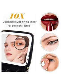 HOPHOP Makeup Bag with Lighted Mirror- Travel Makeup Train Case with Adjustable Divider, Upgraded Cosmetic Train Case with 3 Colors Adjustable  - Image 4