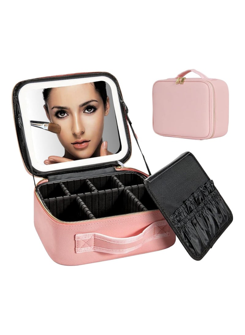 Makeup Bag with Lighted Mirror- Travel Makeup Train Case with Adjustable Divider, Upgraded Cosmetic Train Case with 3 Colors Adjustable - pzsku/Z381B6AB514ADB95E1FD1Z/45/_/1705656460/b5cf7493-635b-46e0-a7fc-adfa1bb45b23