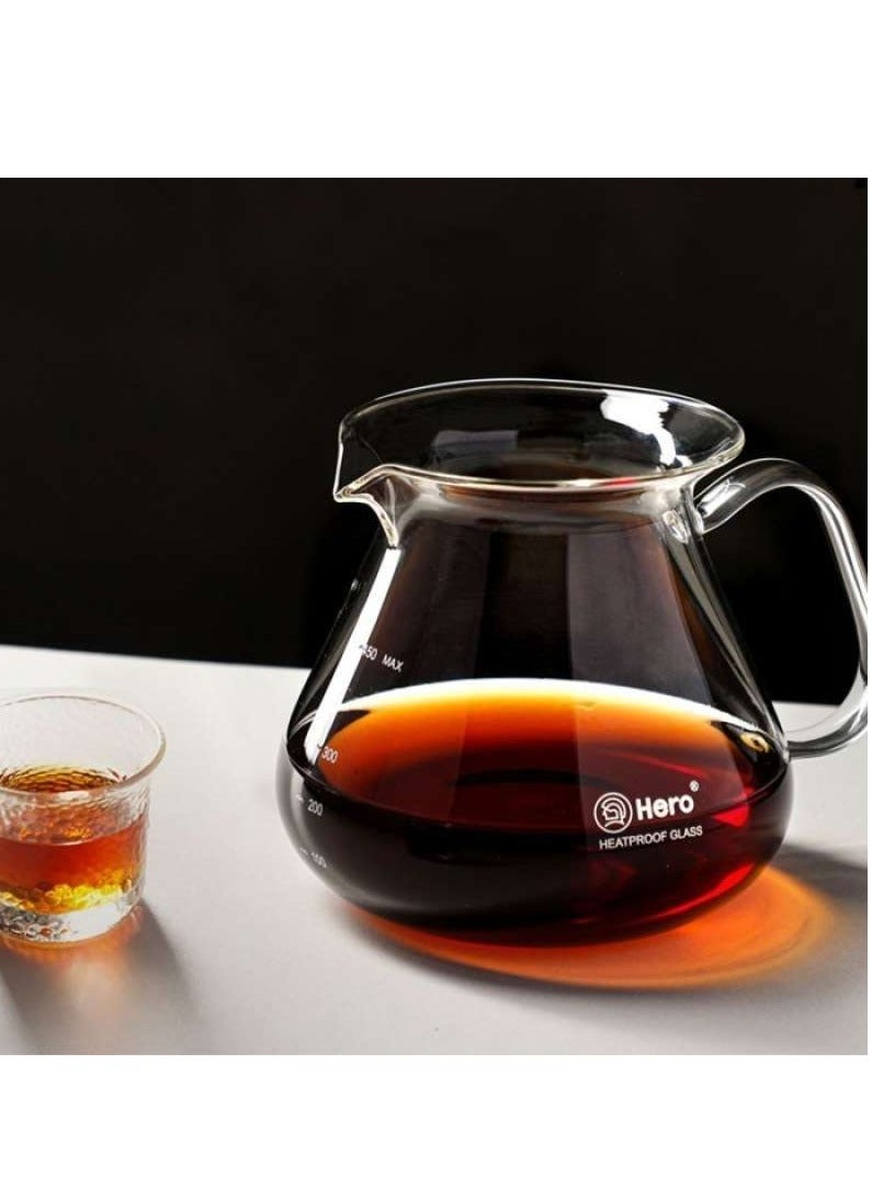 زيروهيرو زيرو هيرو سيرفر القهوة الزجاجي - سيرفر أصلي مصنوع من الزجاج البورسليكات العالي الجودة - إبريق قهوة مقاوم للحرارة مع غطاء (450 مل). - Image 5