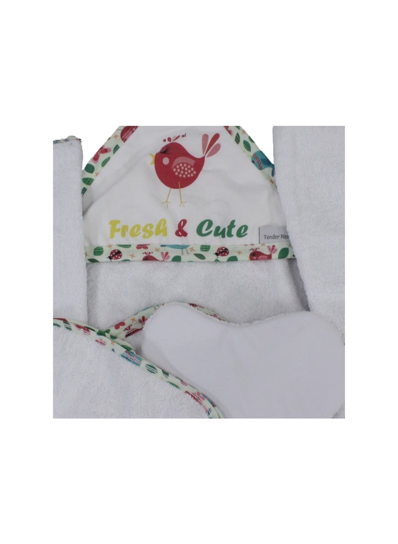 Petit bebe Cotton Baby Towel Set (5 Pieces) – Bird Design - Image 3