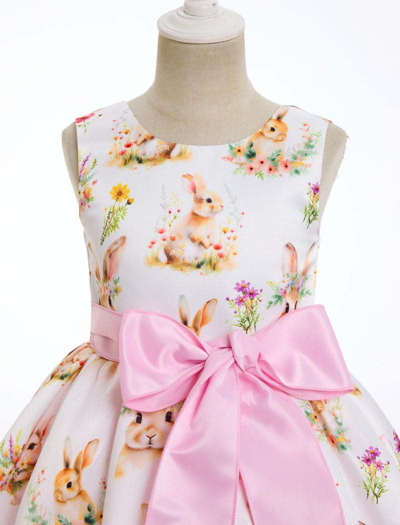 IBAKOM Baby Girl 2t 3t 4t 5t Bunny Easter Tulle Dress with Big Bow Toddler Sleeveless Smocked Back 1st Birthday Outfits Kids Flower Girl Summer Formal Pageant Dress Ball Gown Pink Bunny 18-24 Months - Image 5
