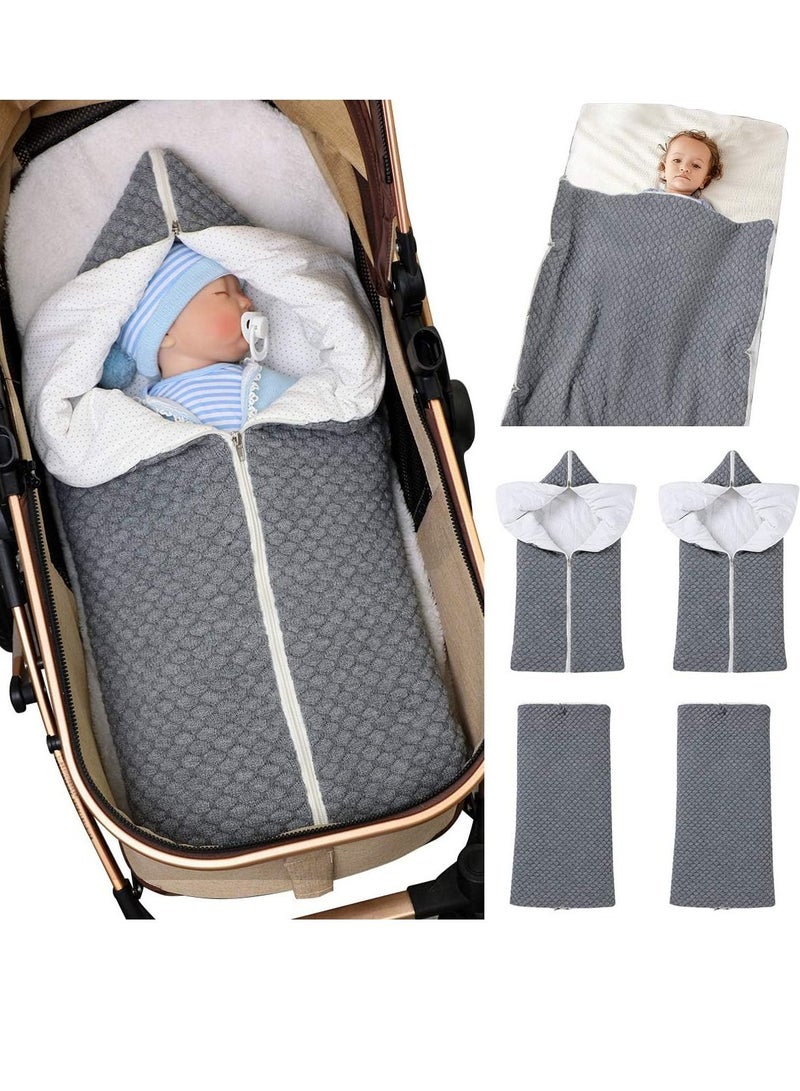 Gerenic Baby Sleeping Bag Sack, Knitted Infant Stroller Wrap Soft Warm Zipper Newborn Swaddle Blanket for 0-12 Months Babies  - Image 1