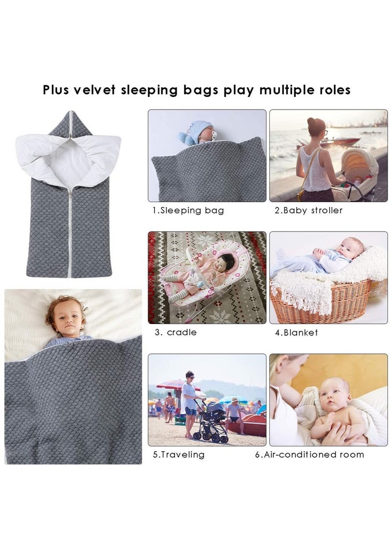 Gerenic Baby Sleeping Bag Sack, Knitted Infant Stroller Wrap Soft Warm Zipper Newborn Swaddle Blanket for 0-12 Months Babies  - Image 3