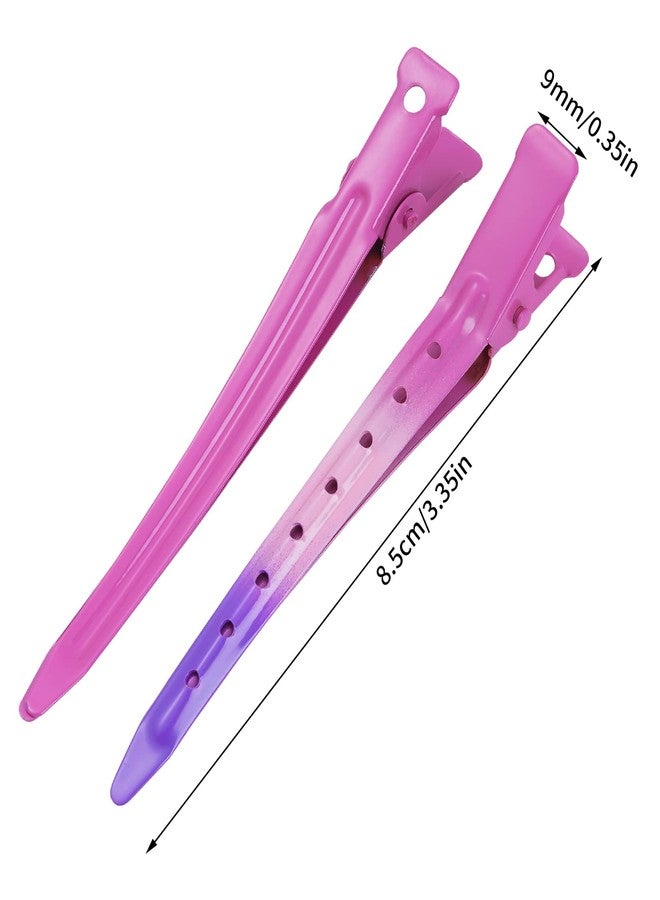 Bantoye 24 Packs Duck Bill Clips, 3.35 Inches Rustproof Metal Alligator Curl Clips with Holes for Hair Styling, Hair Coloring, Gradient Rose Red (BTY-CLIP-GMH) - Image 2