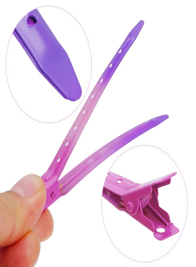 Bantoye 24 Packs Duck Bill Clips, 3.35 Inches Rustproof Metal Alligator Curl Clips with Holes for Hair Styling, Hair Coloring, Gradient Rose Red (BTY-CLIP-GMH) - Image 3
