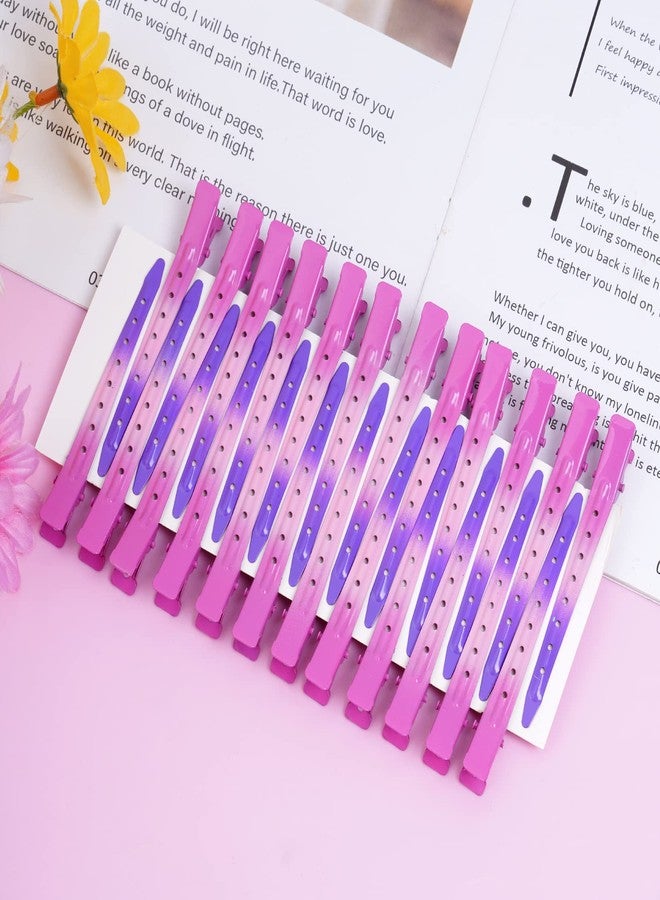 Bantoye 24 Packs Duck Bill Clips, 3.35 Inches Rustproof Metal Alligator Curl Clips with Holes for Hair Styling, Hair Coloring, Gradient Rose Red (BTY-CLIP-GMH) - Image 4
