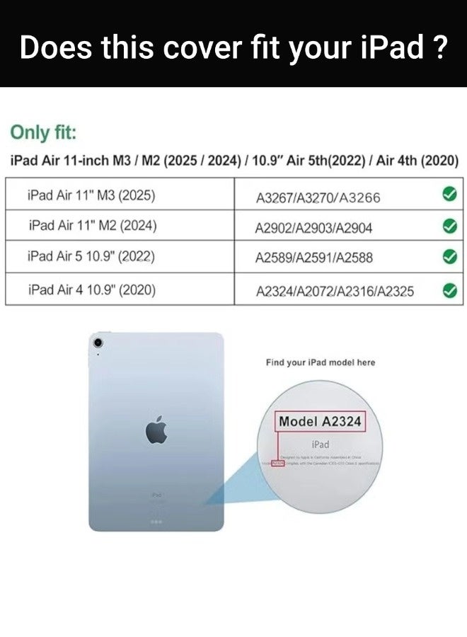 Yaqeen Magic Keyboard Case For iPad Air 11 Inch (M2) & iPad Pro 11 Inch (1st/2nd/3rd/4th Generation) , iPad Keyboard With 360 Rotatable, Keyboard For Ipad Cover With Pen Slot Smart Wake - Black - Image 2