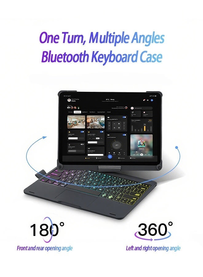 Yaqeen Magic Keyboard Case For iPad Air 11 Inch (M2) & iPad Pro 11 Inch (1st/2nd/3rd/4th Generation) , iPad Keyboard With 360 Rotatable, Keyboard For Ipad Cover With Pen Slot Smart Wake - Black - Image 3